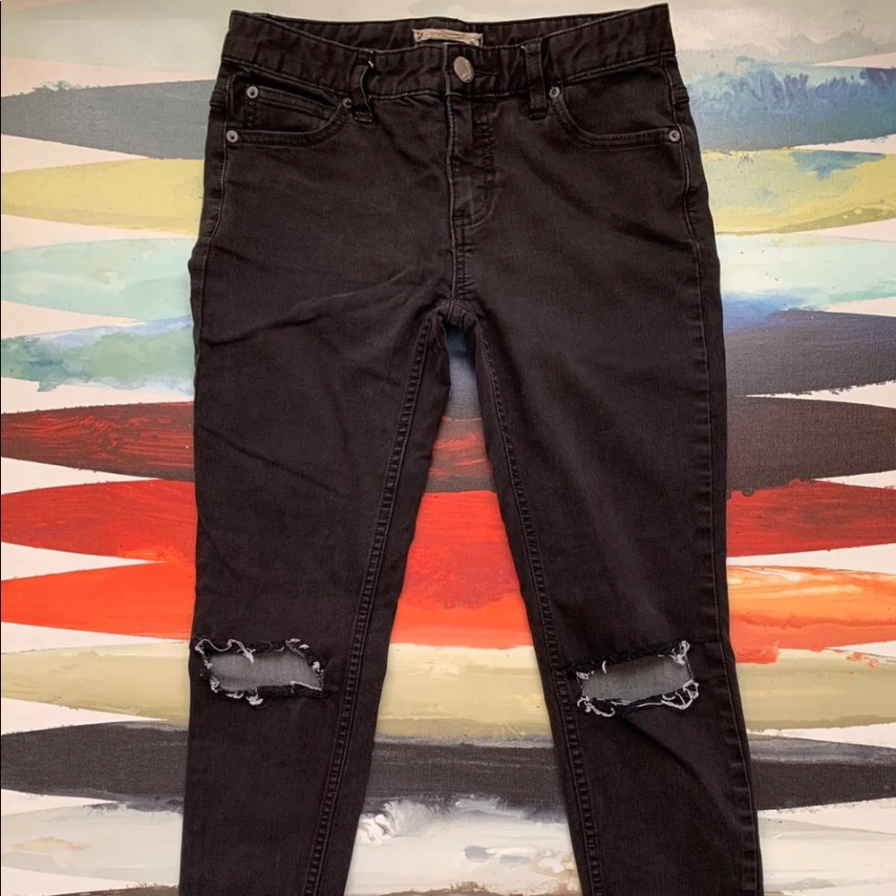 Free People Black Ripped Skinny Jeans